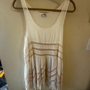 White and Tan Sleeveless Top